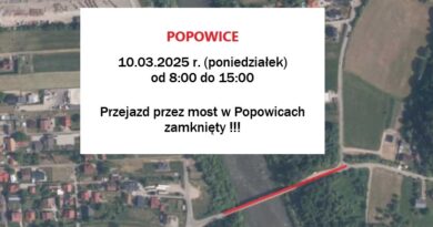 Uwaga – zamknięty most w Popowicach !