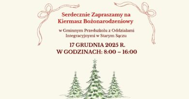 Serdecznie zapraszamy na Kiermasz Bożonarodzeniowy w Gminnym Przedszkolu z Oddziałami Integracyjnymi w Starym Sączu