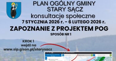 Konsultacje społeczne dotyczące PLANU OGÓLNEGO GMINY STARY SĄCZ